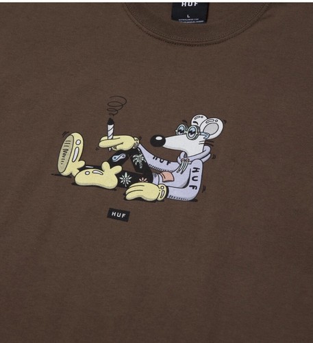 Steve Harrington X HUF Worldwide Mouse Tshirt Brown Large Limited Sold Out - Picture 2 of 4