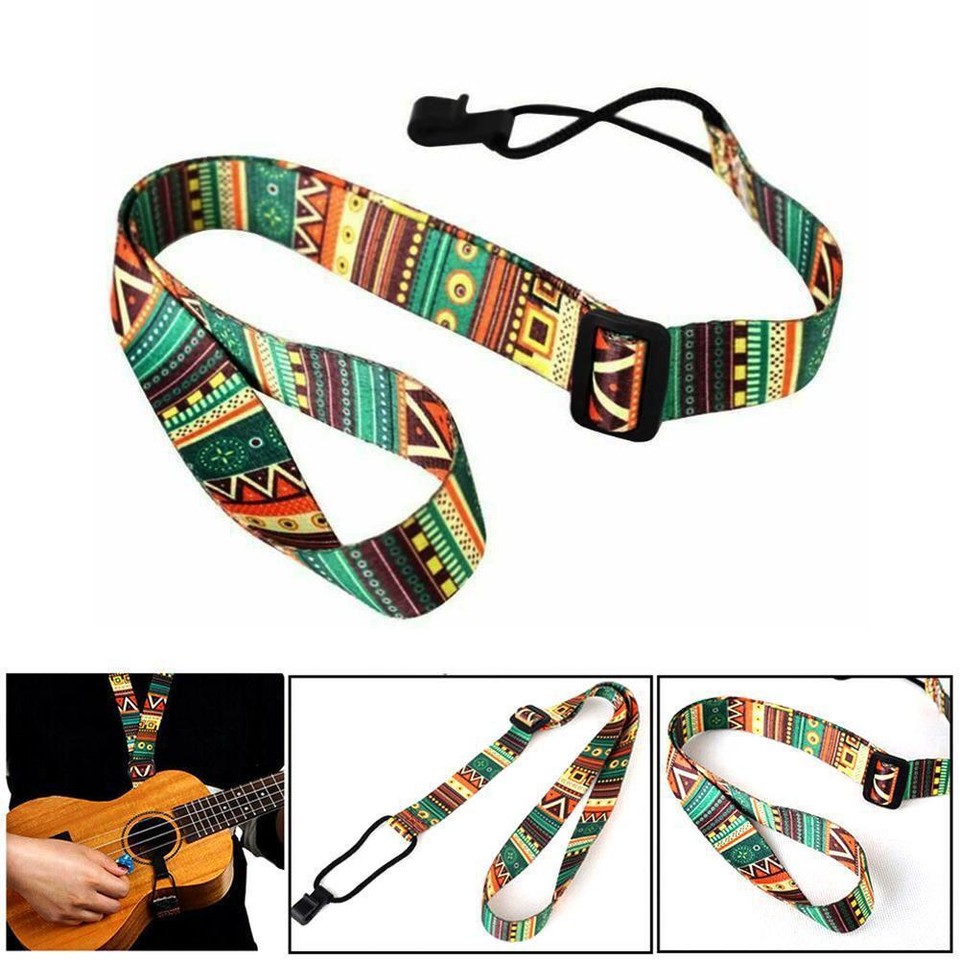 Guitar Strap Ethnic Pattern Hawaii Style Ukulele Strap Adjustable with