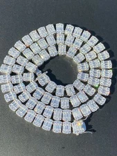 Solid 925 Sterling Silver Baguette Tennis Chain Bracelet Real Iced CZ