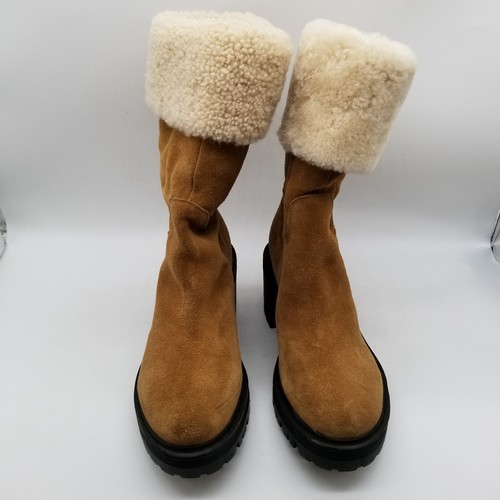 Marc Fisher Women Tan Suede Willoe Lug Sole Boots 6 - Picture 3 of 6