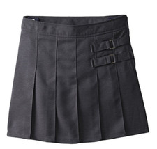 French Toast Girls Two-Tab Pleated Scooter, Gray, 12 Plus