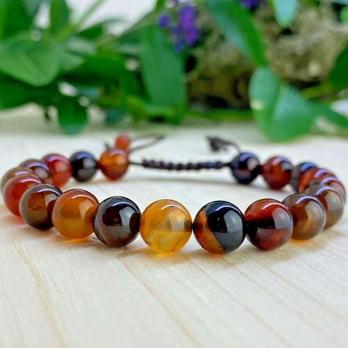 Bracelet Tressé Perles Tourmaline Rose - Lithothérapie - Longueur Ajustable - Neuf Avec étiquettes
