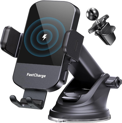 Cargador Rápido 15W Auto-Sujeción Soporte Teléfono para Coche Montaje Automático