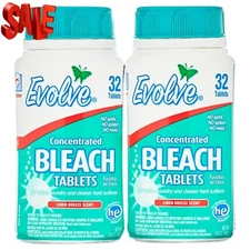Evolve Ultra Concentrated Bleach Tablets, Linen Breeze Scent, 64 Total Count (32