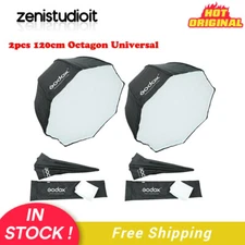 US 2*GODOX 47" 120cm Universal Octagon Umbrella Softbox F Studio Flash Speedlite