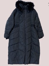 Ccx Women's Long Black Puffer Jacket Plus Sz Xl /22 Hood Faux Fur City Chic Nwt