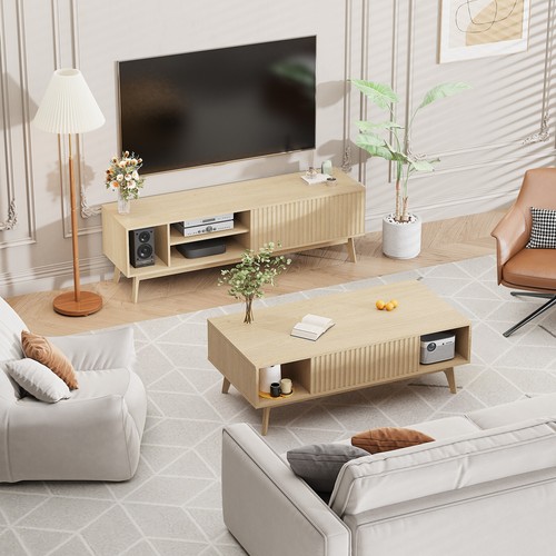 TV Schrank für Fernseher bis 60'' Fernsehtisch TV Lowboard mit Offenen Stauraum - Bild 4 von 46