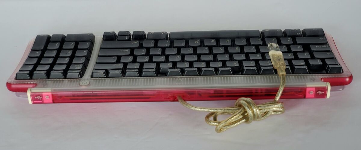 Rare Apple USB Keyboard Clear Strawberry Red iMac iBook Rare Apple USB Keyboard Clear Strawberry Red iMac iBook