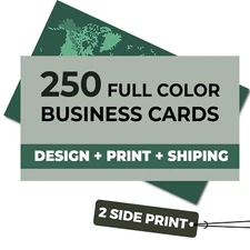 250 Custom Business Card Printing including FREE CUSTOM DESIGN & PRINT 2 Sided