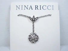 Nina Ricci Rhodium Plated Pendant with Swarovski Crystals - 16-18" - 4000