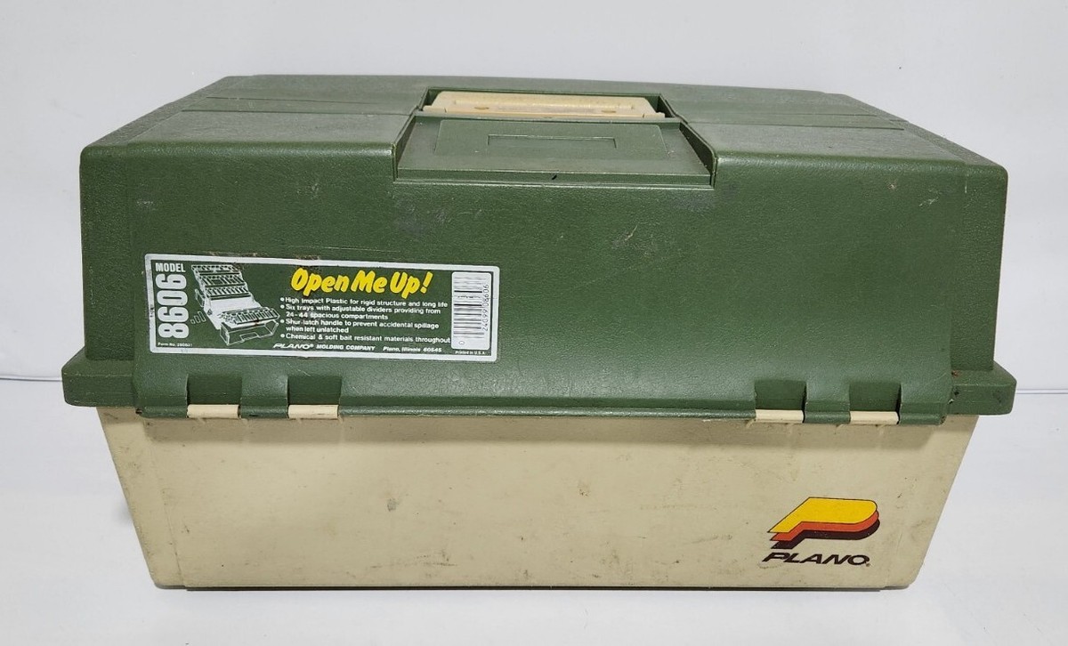 Vintage Plano 8606 6 Tray Lockable Fishing Tackle Box Large