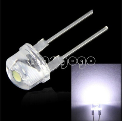 50PCS 8MM Straw Hat 0.5W LED Light Emitting Diode White LED High Power  new