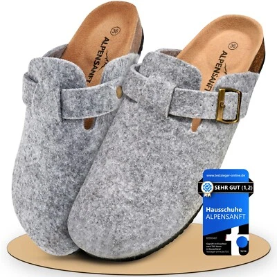 Clogs Hausschuhe Damen Herren Filz+Schnalle, Kork, Innensohle Echtleder 36-45 - Bild 1 von 4
