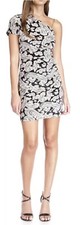 NWT MICHAEL Michael Kors Paisley Velvet One-Shoulder Dress Women's Bone/Black XS