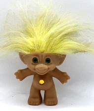 1990 3 Inch Naked Troll Yellow Hair And Yellow Gem Bellybutton Ace Novelty Co