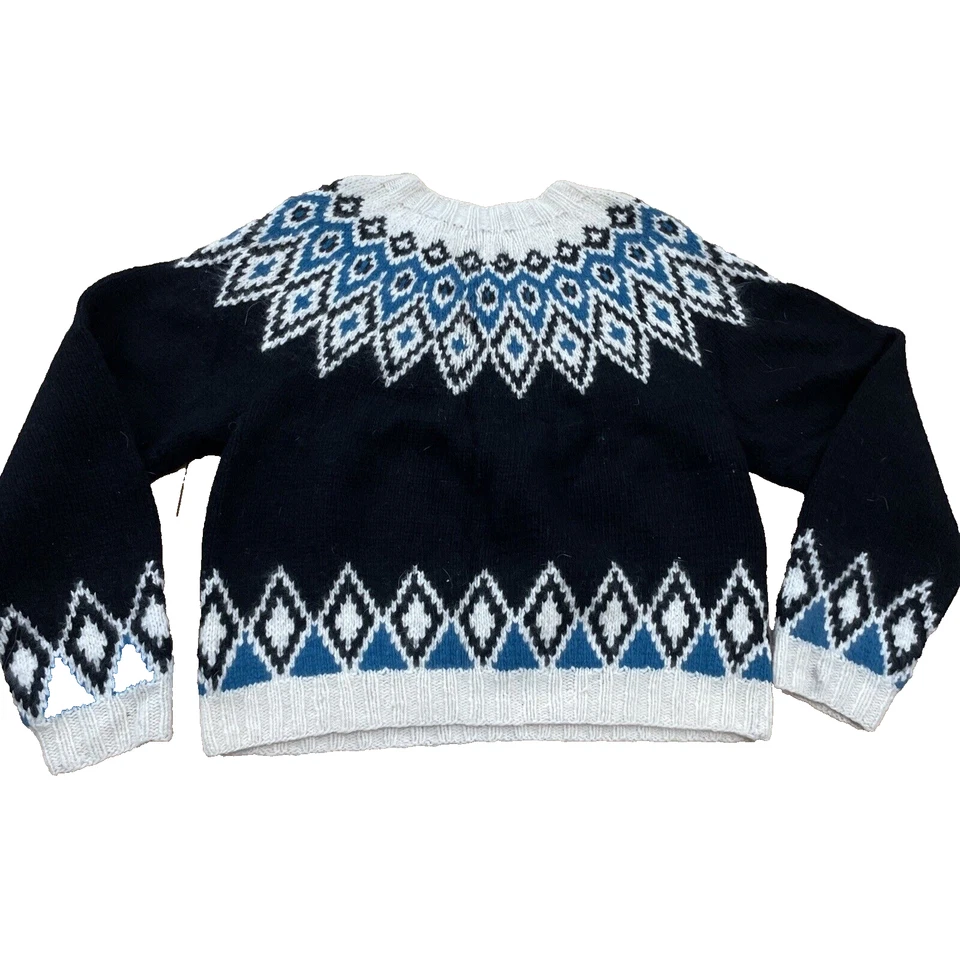 Suéter corto GAP tejido a mano de lana de cordero de angora de colección para mujer M negro azul hada Foto 2 de 4