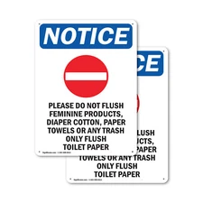 (2 Pack) Please Do Not Flush OSHA Notice Sign Decal Metal Plastic