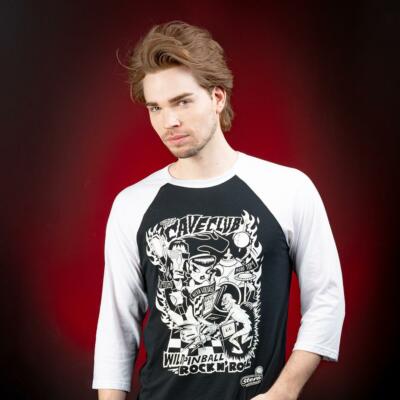 Stern Pinball Kurzarm Baseball T-Shirt mit ''Wild Pinball Rock n Roll''Aufdruck in