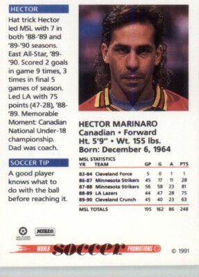 1991 Soccer Shots MSL MISL NASL NPSL - Cleveland Crunch #057