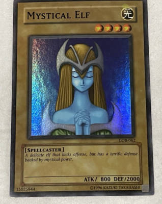 YuGiOh Mystical Elf LOB-062 Faded Misprint Ink Error Super Rare