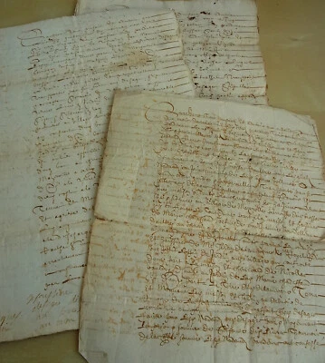 3 Französische Dokumente 1631-1652, Gegend BROSSAC (Dép. Charente), Rar - Bild 1 von 4