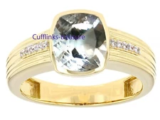 Natural White topaz Gemstones with 925 Sterling Silver Gold Plated Ring #50