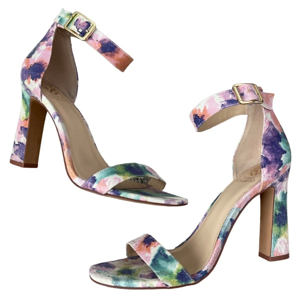 Vince Camuto Acelyn Pastel Floral Watercolor Embossed Leather
