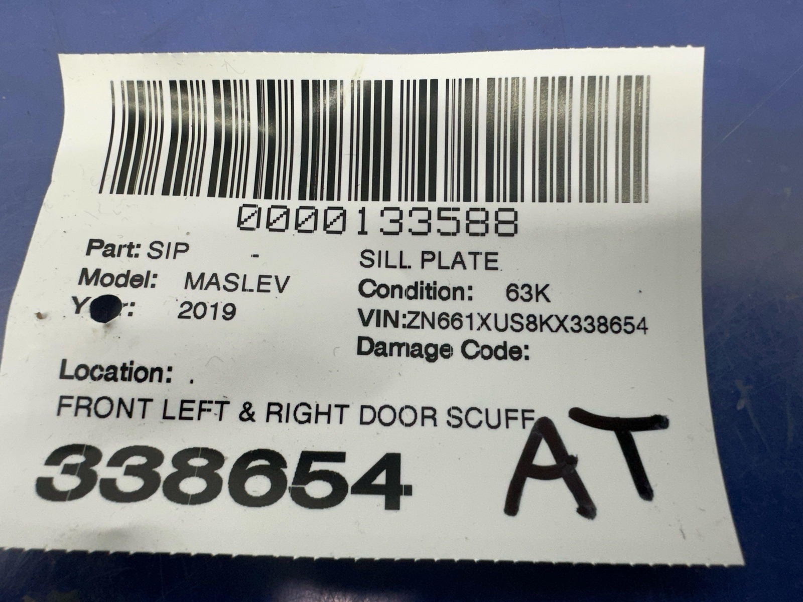 2017-2020 MASERATI LEVANTE M161 OEM FRONT DOOR SCUFF SILL PLATE SET