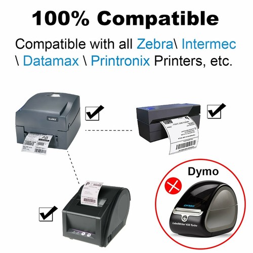 Papel térmico 3 rollos 4""x6"" 350 piezas para impresora Zebra Intermec Datamax Printronix - Imagen 4 de 7