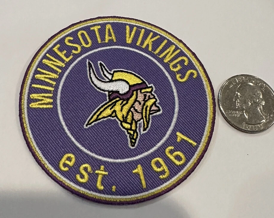 Minnesota Vikings estilo vintage bordado hierro en parche 3”x 3” ¡Hermoso! Foto 3 de 3