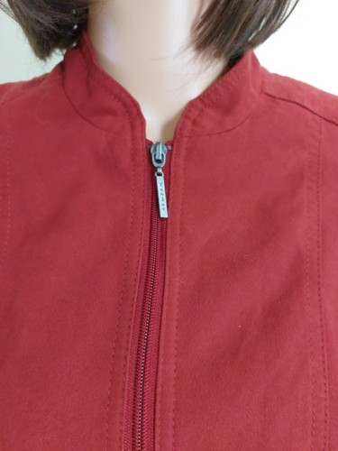 Tanjay Jacket Red Cherry Women's Sz 6 Petite Zippered Soft Velvety Feel - Picture 3 of 8