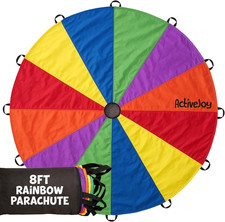 Activejoy - Parachute for Kids - 8Ft /12Ft / 20Ft / 24 Ft - Rainbow Parachute To