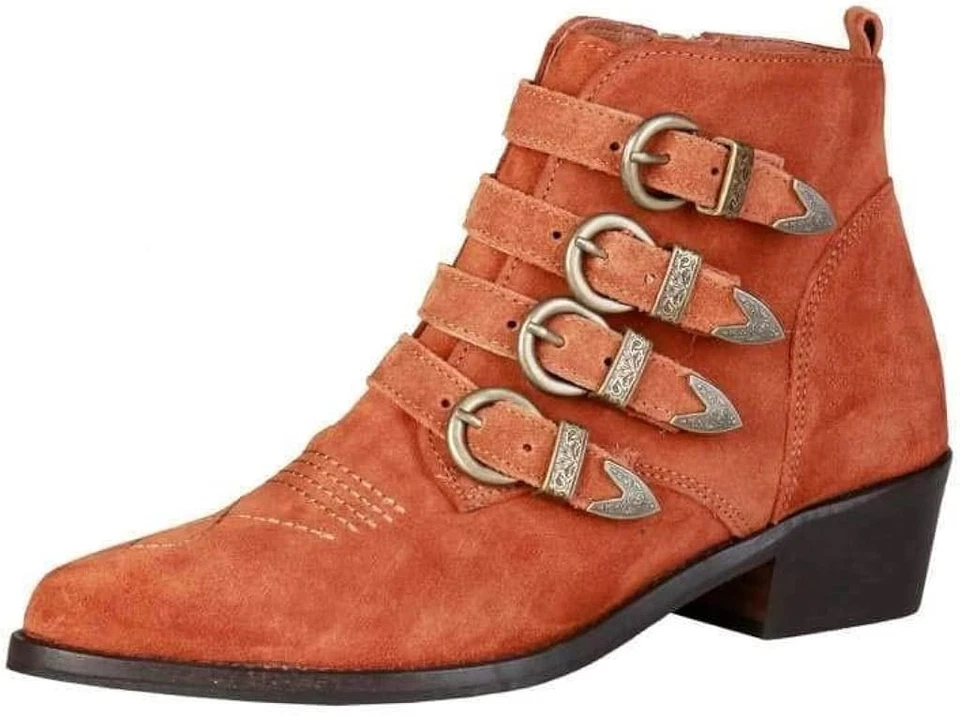 Pierre Cardin Mujer Botas Botas Cuero Zapatos Cuero, Marrón, Tacón 4.5cm EUR 4 Foto 2 de 3