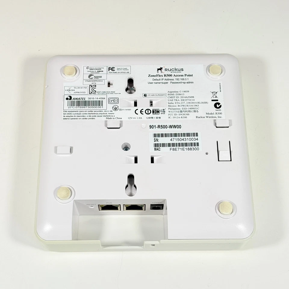 Ruckus ZoneFlex R500 Indoor PoE 802.11ac 2x2:2 Wi-Fi Wireless Access Point - Image 3 of 4