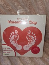 Pearhead My First Valentine's Day Baby Footprint Canvas Keepsake Red Holiday New