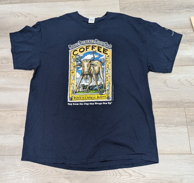 Raven's Brew Coffee Shirt Mens XL Three Peckered Billy Goat Alaskan Tee Graphic