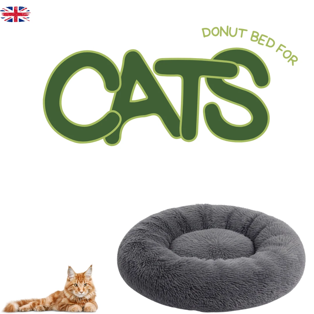 Luxury Plush Cat Bed Donut – Calming Soft Pet Cushion Nest