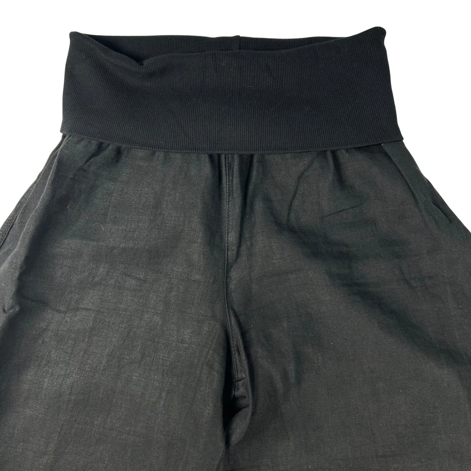 Pantalones de salón Bella Dahl negros de pierna ancha M plegables sobre la cintura relajados de lujo costeros Foto 2 de 4