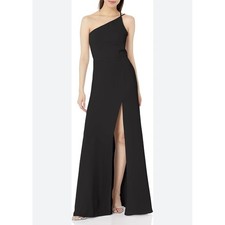 Jenny Yoo Carly One Shoulder Maxi Dress 10 Womens Thigh Slit Formal Evening Gown