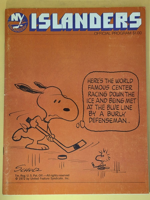 1972 New York Islanders Program FIRST GAME Against Rangers - NHL Hockey - 10/21