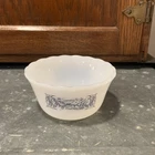 Vintage Currier And Ives SMALL Milk Glass Custard Bowl Cup Fire King Style