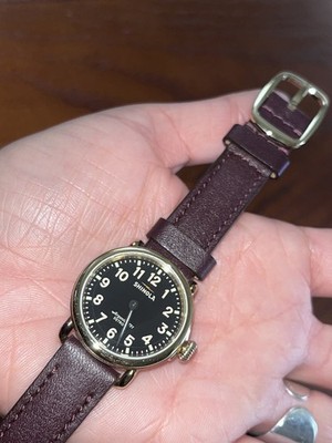 Shinola 28mm Runwell Black & Gold w/ Burgundy Leather Strap - Womens Argonite751 28mm Shinola Runwell Black & Gold w/ Leather Burgundy Strap  main image 2