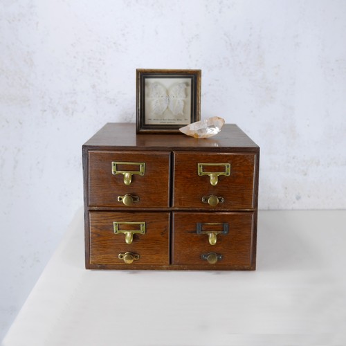 Vintage Table Top Filing Drawers Cabinet Card Index Oak 1930's #102930 - Picture 3 of 20