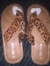 Summer Leopard Print Flip Flops Size 6.5