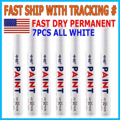 7PC White Paint Pen Marker Waterproof Permanent Car Tire Lettering Rubber Letter