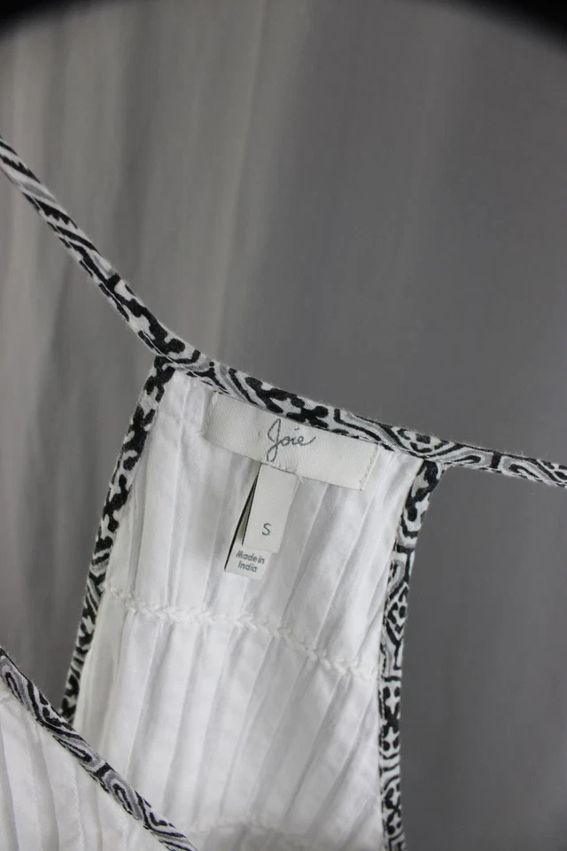 Joie Women's Black White Orange Print Cotton Blend Sleeveless Racerback Top S - Image 3 of 4