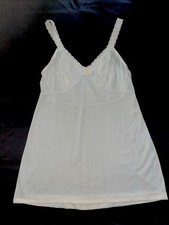 Shadowline Lace Trim Camisole V Neck Tank Top Ivory 36 24"