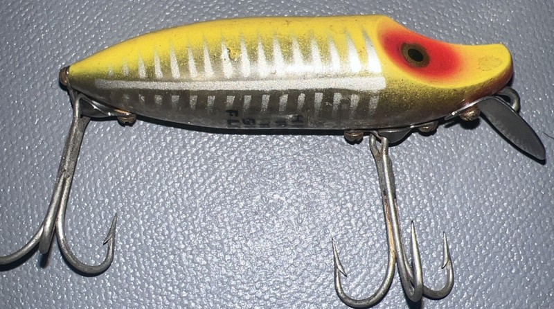Vintage Heddon River Runt Spook Floater Fishing Lure W/ Gold Eyes
