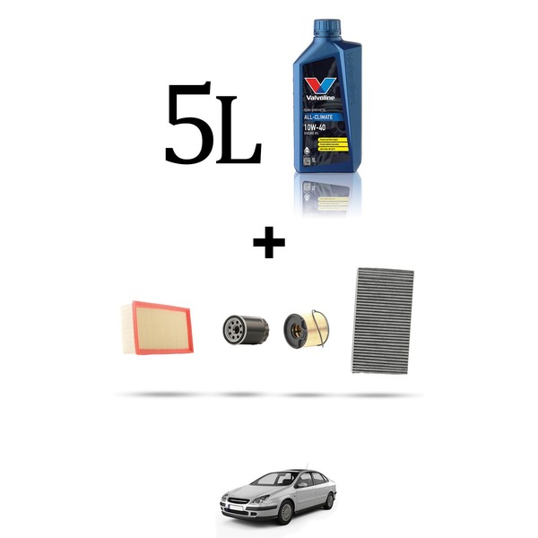 Hoffcar Wartungsset 4 Filter Und 5L ÖL FüR Citroen C5 2.2 Hdi 98KW Ab 2000-image
