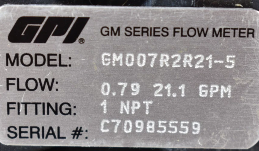 Medidor de vazão GPI Great Plains Industries Inc. GM007R2R21-5 - 1" NPT 0,79-21,1 GPM - Imagem 4 de 4